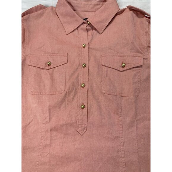 Talbots Pullover Shirt w/ Pearl Snap Button Pockets & Folded Sleeve Women's M - Picture 6 of 12